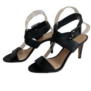 vince camuto Black Leather Wrap Around Casara Sandal heels Size 7.5 37.5